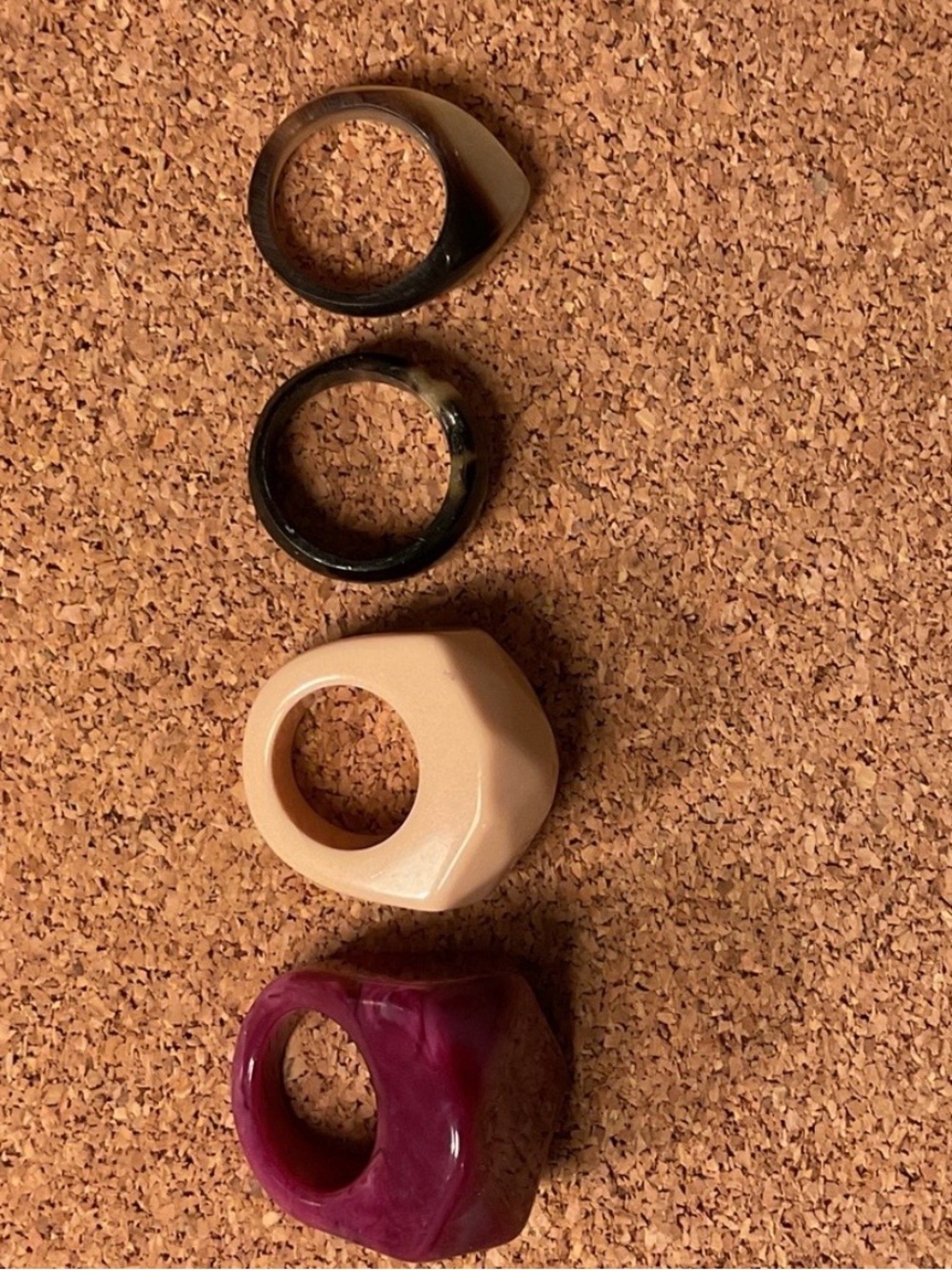 Set of Four unique color and material rings - Picture 1 of 4